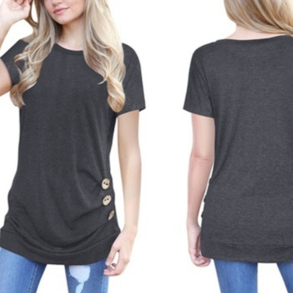 Leo Rosi Side Buttons Short Sleeve Top